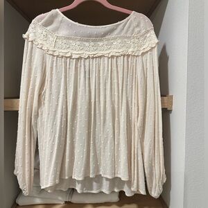 Cream Blouse | Lace Detail